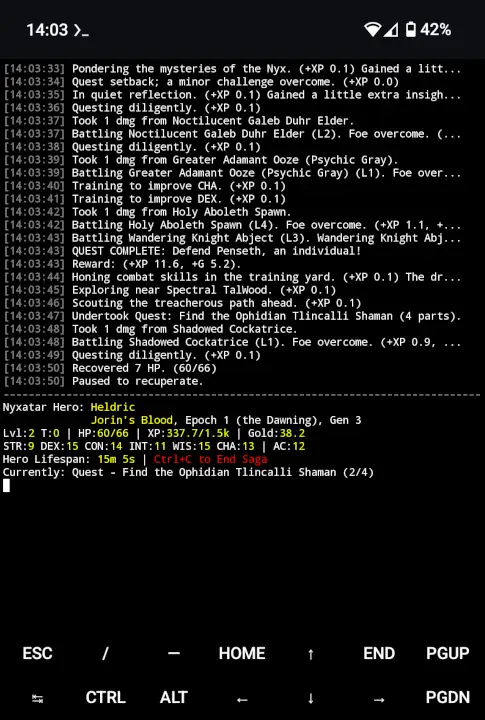 Nyxatar Heroes Saga on Android (Termux)