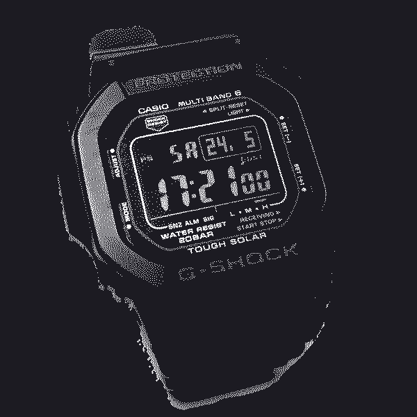 diterovana fotografija G-SHOCK GW-M5610U-1B sata na belom papiru, amaterski snimak
